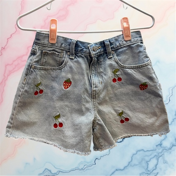 Old Navy Other - Old Navy Kids Denim Shorts with Cherry and Strawberry Embroidery